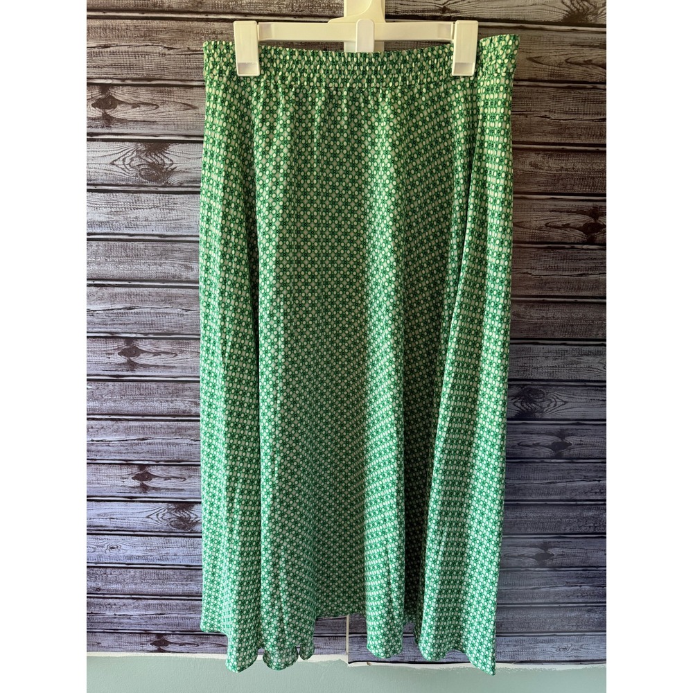 Max Studio Women's Green Geometric Medallion Print Elastic Waist Midi Skirt XL